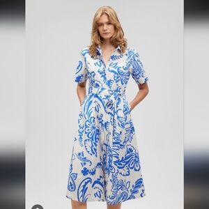 💙 Mavi Printed Blue Cotton Shirt Dress 💙Size Small